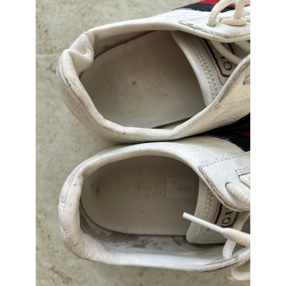 Gucci White Leather Sneakers With Red & Blue Stripes Size 10G - Picture 11 of 13